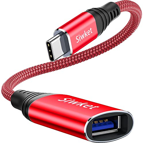 Siwket USB C to USB 3.1 Adapter,OTG Cable Type C Male to USB Female OTG Adaptor Compatible with MacBook Pro 2018,iPad Pro 2020, Samsung Galaxy S20 Note 10 S8 S9, Huawei P30,Google Pixel (Red)