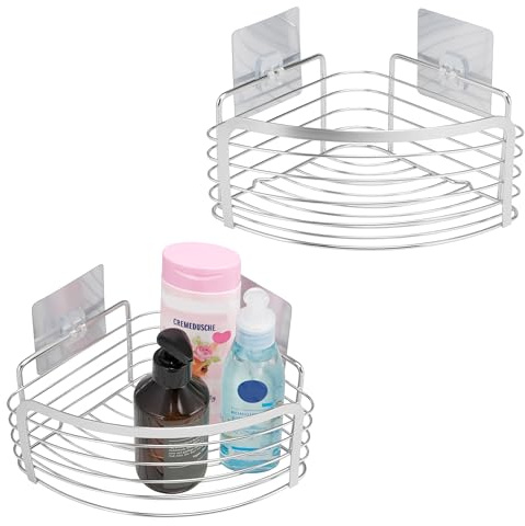 bremermann Eck-Ablagekorb Elena selbstklebend & entfernbar Duschkorb, ohne Bohren, Edelstahl (2)