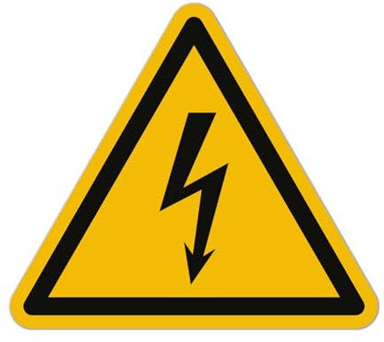 Aufkleber Elektro (15 Stück, 50 mm) - Achtung Strom Warnaufkleber - Warnung vor elektrischer Spannung - Gefahren Sticker Hochspannung (Sicherheitszeichen nach ASR A1.3 / ISO 7010 / W012) Gelb-Schwarz