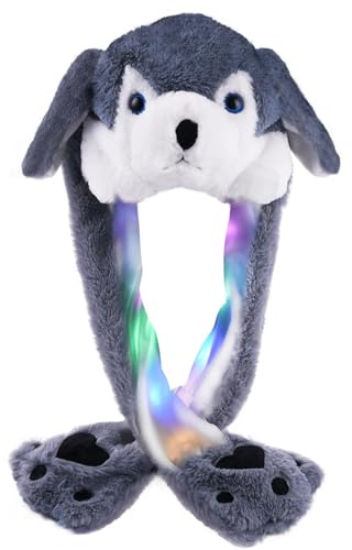 Arcimatto Animal Hat Plush Husky Dress Up Cosplay Party Christmas Holiday Cute Cap for Kids Adults (Grey Husky)