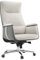 EUREKA ERGONOMIC Hochlehner Bürostuhl, Executive Drehstuhl mit extra breitem Sitz, Ergonomischer Schreibtischstuhl Leder für das Home Office, maximal 136 KG, Beige & Grau