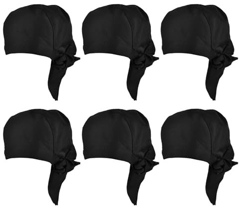 Sporgo Juego de 6 Gorros de Cocinero: Bandana Ajustable para Trabajo en Restaurantes, Hoteles y Escuelas - Negro