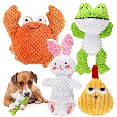 Cielbleu Hundespielzeug kleine Hunde, 4 Stück Kauspielzeug und Quietschspielzeug Intelligenz, Hundespielzeug Quietschend Plüsch für Kleine Hunde für Kleine, Mittlere Hunde
