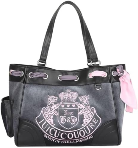 Y2K Women Vintage Retro Chic Embroidery Velvet Shoulder Bag Large Capacity E-girls Tote Bags Shopping Handbags, Gray, L