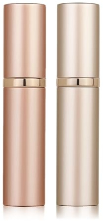 Aurdox Perfume Atomiser, Refillable & Portable Perfume Bottle for Travel, 5ml Small Spray Bottles with Bottom Pump, Dispensers for Women and Men, Leaking Proof and Luxurious Design(Gold & Rose Gold)