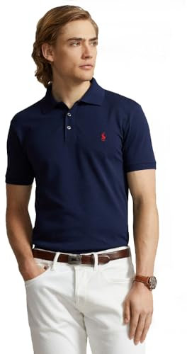 Ralph Lauren Polo in piquet Slim Fit Stretch Mesh, Navy, XXL