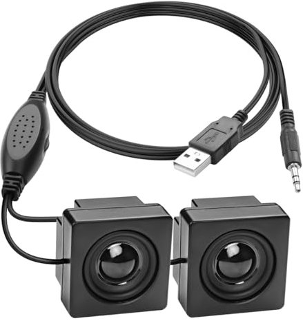 Sarini Coppia di Altoparlanti per Mini Computer Desktop, Ingresso TRS da 3,5 mm con Controllo del Volume, Stereo Alimentato Tramite USB, Piccoli Altoparlanti di Tipo Nascosto