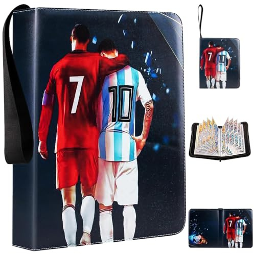 LYPPUL Football Card Holder, Trading Card Album for Football, Card Collection Folder, Carrying Case Binder Album with 50 Double Side Pages, Zipper, Hold Up to 400 Cards, Birthday Gift for Kid Boy