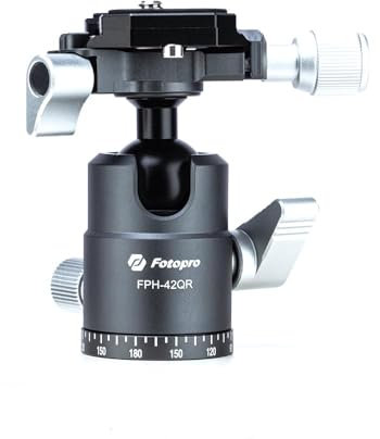 Fotopro 25mm Ball Head for Camera Tripod Monopod, 360° Rotating Panoramic, 1/4 Quick Release Plate, Grey