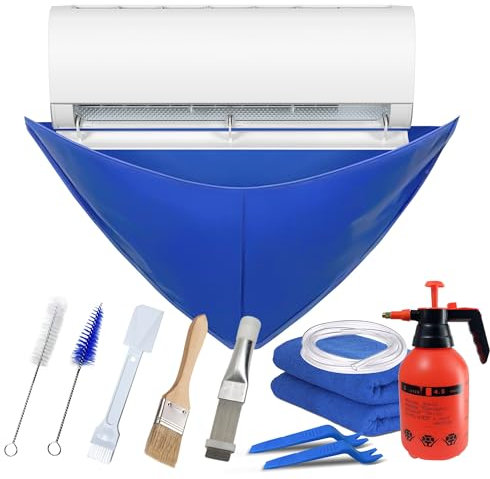 JIANFA Air Conditioner Cleaning Kits(12pcs) - Includes Waterproof Cover, Cleaning Brushes & More, Cover for Cleaning of Mini-split, Cleaning Bag for Home Air Conditioning Units