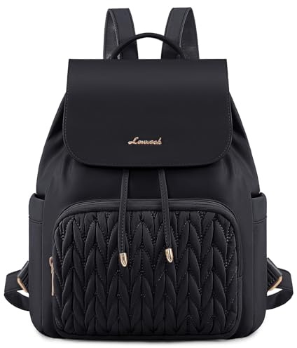LOVEVOOK Rucksack Damen Mittelgroß, Elegant Cityrucksack Tagesrucksack Wasserdicht Schultasche, 14 Zoll Casual Daypack Backpack Women Modern für Freizeit Reisen Schule Arbeit, Schwarz