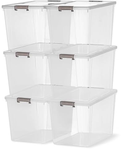 Citylife 6Packs 6.5L Plastic Storage Boxes with Lids, Clear Stackable Storage Box with Handle, Collection Boxes for Organizing Toys, Snacks, Tools, 30.10×18.50×18.20 cm