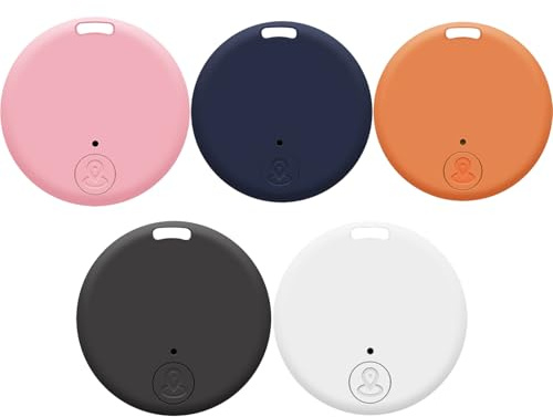 5 Pièces Traceur GPS pour Chien et Chat, Traceur Localisateur D'objets GPS Compatible avec iOS/Android, Traceu-r Miniature Rond pour Valises/Portefeuilles/Clés/Sacs/Bagages, Batterie Remplaçable