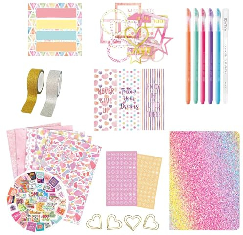 Qikam Barndagboksset | Scrapbook & dagbok konst hantverkskit - klippbok & konst hantverk kit, multifunktionell tjejjournal, kreativ & kit för barn i åldern 4+