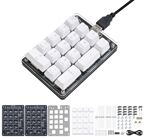 Lödbyggsats, gör-det-själv numpad keypad USB-nummerknappsats och piltangenter mini mekaniskt tangentbord, 18 tangenter, USB plug-and-play, kontor räkneblock för bärbar dator, bärbar dator, stationär