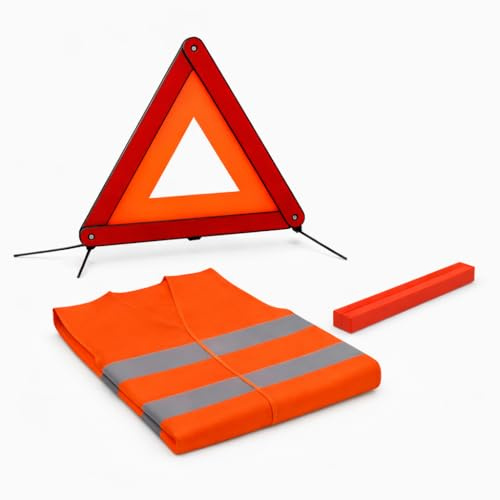 PAIF Triangolo Autoferma Micro con Piede a Ragno – Omologato ECE 27R04 – Triangolo Emergenza Compatto Autoportante – Alta visibilità e Custodia Rigida Inclusa (1, PAIF® Triangolo Gilet Arancione)