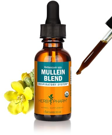 Herb Pharm Certified Organic Mullein Blend Liquid Herbal Extract 30ml | Traditionally Used for Soothing Congestion & Irritation | Herbal Food Supplement