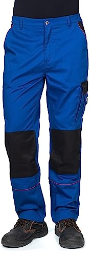 DINOZAVR Fortum Arbeitshosen Männer - Arbeitshose Herren mit Gürtelschlaufen, Reißverschluss, elastischer Bund, Knieverstärkung & Kniepolstertaschen, Cargotasche, Multifunktionstaschen Königsblau EU56