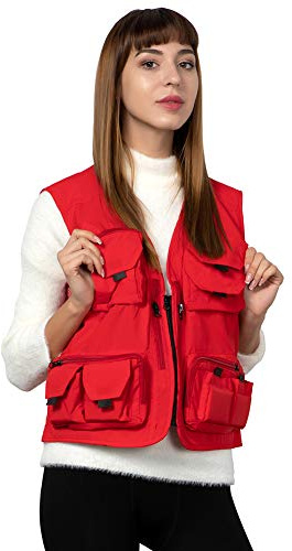 Ziker - Gilet da Donna, in Rete, Traspirante, Traforato, per Fotografo, da Pesca, con Tasche, Donna, Sandali Adventure Seeker, Punta Chiusa - T - Bambini, Medium