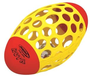 JAMARA 460471 - Rota Ball - Softball mit geometrischen Löchern, rotierende Kunststoffkugel, fördert motorische Fähigkeiten und fantasievolles Spielen, gelb
