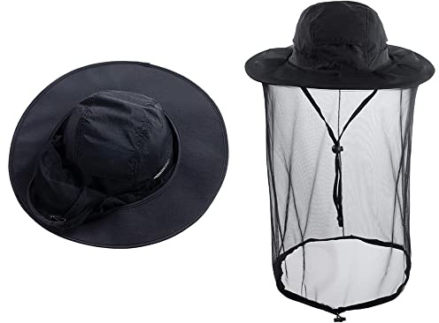 HunterBee Bee Keeper Beekeeping Veil Hat face Covering Costume Fly Hornet Insect Bug Mosquito mesh Cap Black