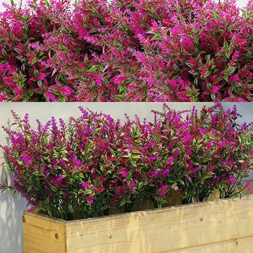 WILLBOND 12 Artificial Plantas Resistentes a los Rayos UV para arreglo Floral, Centro de Mesa, jardín,casa(Morado)