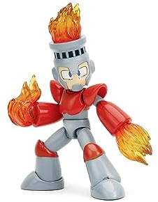 Jada Toys 253251023 Mega Man Fire Man Figur - Över 16 Artikulationspunkter, Samlarobjekt, Storlek 11.5 Cm, 4,5'', Från 13 År