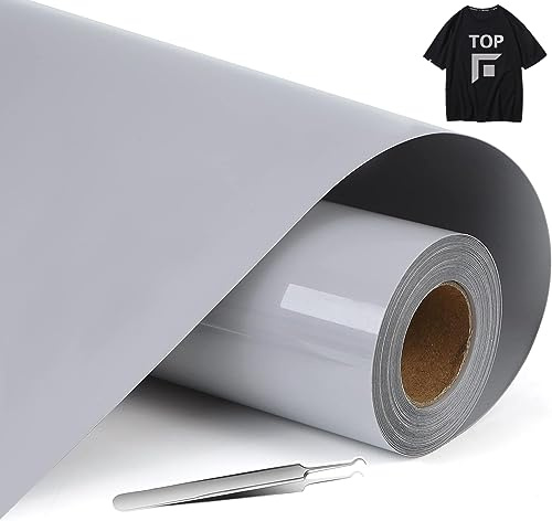 4m Heat Transfer Vinyl,HTV Vinyl Roll for Cricut & Cameo,Iron on Vinyl for T-Shirts,Easy to Cut & Weed (Grey)