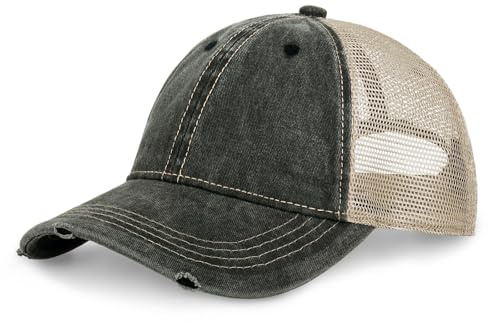 CHOK.LIDS Everyday Premium Washed Trucker Hat Unstructured Distressed Pigment Dyed Cap Adjustable Outdoor Headwear (Charcoal)