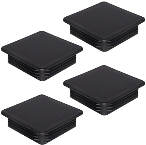 SKIR'CO (4 pièces) Bouchons Carrés en Plastique 100 x 100 mm, Embouts de Tube Mat, Inserts de Tube Carré, Bouchons de Poteau de Clôture, Noir RAL 9005