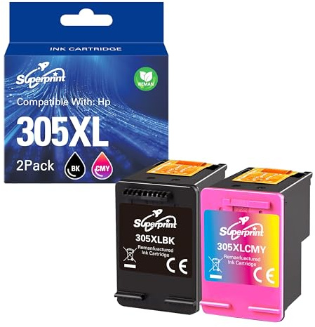 Superprint 305 XL Patronen Ersatz für HP 305 305XL Druckerpatrone für DeskJet 2710 2720 4120e 4130e DeskJet Plus 4120 Envy 6010 6020 6030 Envy Pro 6420 6430 (Schwarz, Farbe)