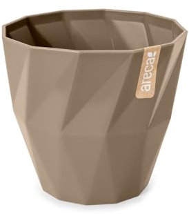 Areca Quartz - Vaso rotondo decorativo 13 cm con texture. Taupe