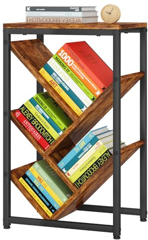 IBUYKE Libreria ad Albero a 5 ripiani, Libreria da tavolo in Legno, Mobile Libreria per Libri/CD/Film, Scaffale ad Albero per Camera da Letto, Soggiorno, Ufficio Domestico, Marrone Rustico TBC003H