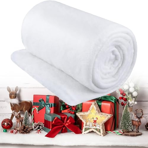 YITONGFU Coperta di Neve di Natale,80 x 240 cm Rotolo di Neve Artificiale, Coperta di Neve, Neve Finta di Natale Decor, Neve Artificiale per Display Natalizi,Tappeti di Neve