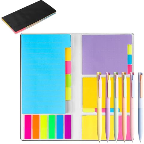 Bible Sticky Notes Set, 400 Pieces Adhesive Note Pads with PU Leather Cover, Multicolor Adhesive Sticky Notes, Sticky Notebook for Books, Students, Folders,Indexing, Office Supplies
