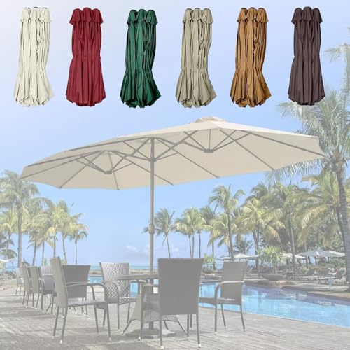 Sombra Extragrande Sombrilla De Patio Grande, Toldo De Recambio Parasol Para Terraza Playa Piscina Terraza Exterior, Cubierta Superior De Sombrilla Triple For Mercado Al Aire Libre(Khaki)