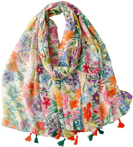 MAIRY Chiffon Scarf Lightweight Flower Print Scarfs Large Shawl Scarves Wrap for Spring Summer Autumn Winter 180 * 90cm GB81136