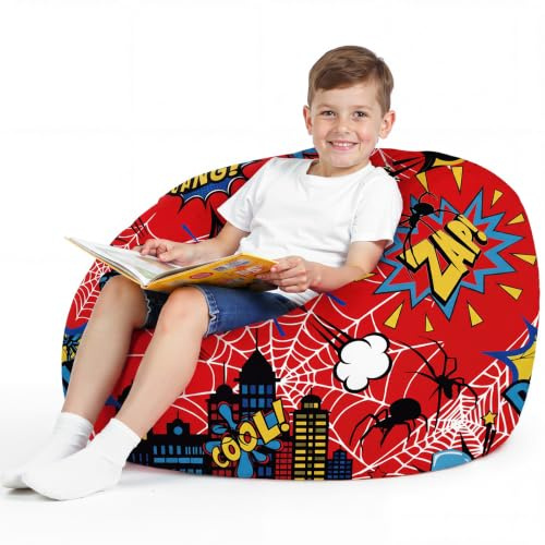 Boao 27 Inches Stuffed Animal Storage Bean Bag Cover, Cartoon Spider, 1 Pc