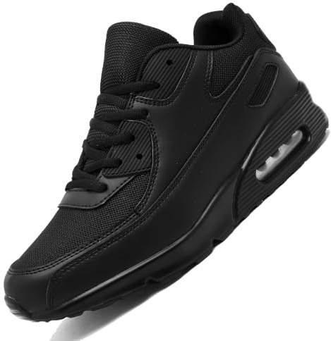 LECYGNB Mens Fashion Trainers Running Shoes Cushion Casual Sneakers Walking Tennis Gym Athletic Sports Breathable Lightweight Black UK 7