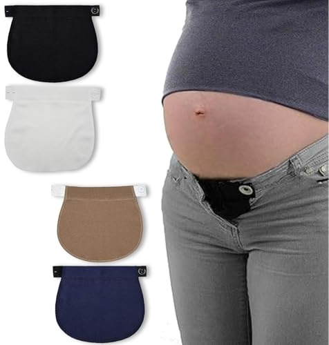 HUAfengLan Maternity Trouser Extenders – Adjustable Pregnancy Waist Extender for Trousers, Jeans, Pants Button & Elastic Waistband Stretcher for Pregnant Women, Belly Comfort Accessory