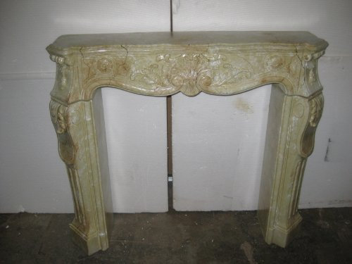Kamin beklädnad kamin kant rokoko marmorierat bredd 115 cm kamin kant färg: kararabige/sandvit marmorerad