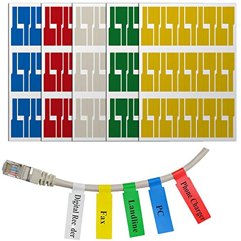 Mr-Label® Self-Adhesive Cable Label - Waterproof | Tear Resistant | Durable - with Online Print Tool - for Laser Printer (10 Sheets (300 Labels), Multi-Color)