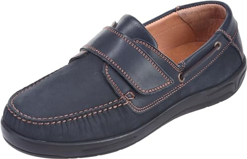 Cosyfeet Woody - Navy Leather/Nubuck - 11-3H - Extra Wide Men's Shoes