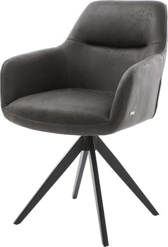 DELIFE Polsterstuhl Pejo-Flex Kreuzgestell kantig Schwarz Mikrofaser Anthrazit Vintage Taschenfederkern