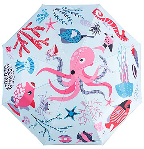 Levoberg Regenschirm Kinder Automatik, Taschenschirm Kinder Automatik mit reflektierender Streifen Wasserabweisende und Stabil 8-Rippe für Mädchen und Jungen, 450g