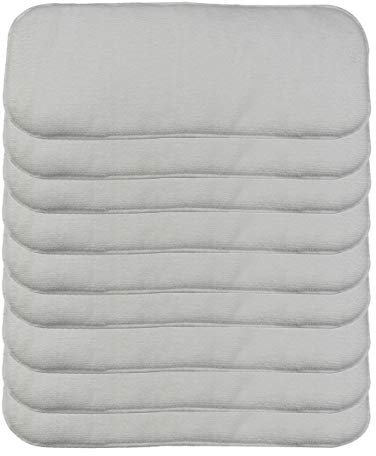 Happy Cherry Babywindeln Waschbare Wiederverwendbare Stoffwindel Einlagen Weicher Bambuskohle + Mikrofaser Atmungsaktiv Windeln Weiß 9 Stück