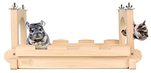 YKD Chinchilla Wood Suspension Bridge, Hanging Large Small Animal Wooden Bridge Platform, Small Animals Habitat Toy for Chinchillas Sugar Gliders Rats Squirrel