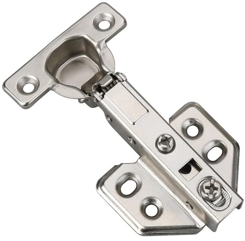 Kimdot 2 Pack 26mm Mini Cup Hinge for Billy Cabinet, European Half Overlay, Soft Close Cabinet Door Hinge for Thin Door,Nickel Plated