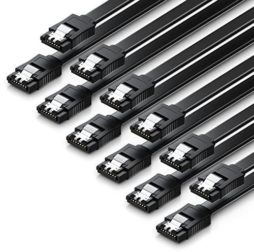deleyCON 6x 50cm SATA 3 Kabel im Set SATA III Datenkabel - HDD SSD Verbindungskabel Anschlusskabel Metall-Clip 6 GBit/s - 2 Gerade L-Typ Stecker - Schwarz