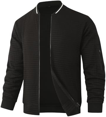 HOOD CREW Men’s Lightweight Jacket Varsity Bomber Coats Black XL
